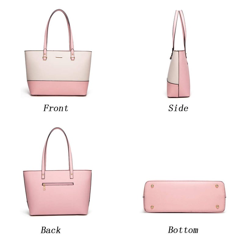Lovematch Women Fashion Synthetic Leather Handbags Tote Bag Shoulder Bag Top Handle Satchel Purse Set 4pcs - Image 5